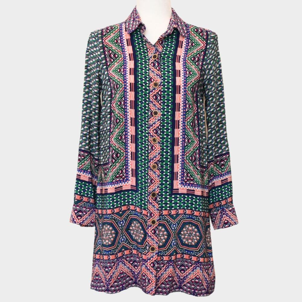 MAEVE by ANTROPOLOGIE %100 SILK Shirt Tunic Dress Multicolor Size 4P